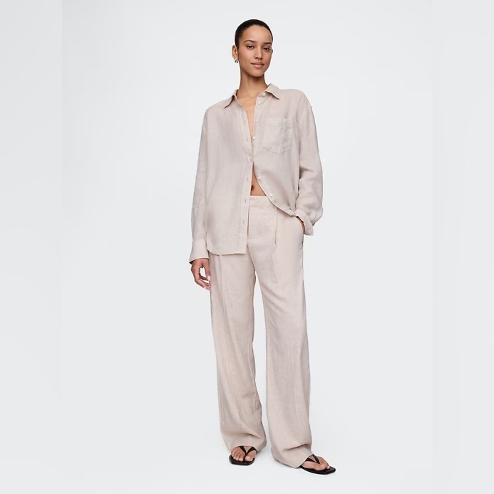 NWT! GAP 365 High Rise Linen-Blend Trousers - Size 8 TALL 🩷713962